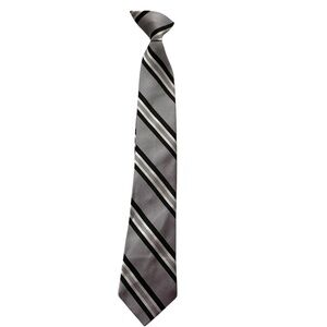 Kids Striped Gray Clip On Tie
